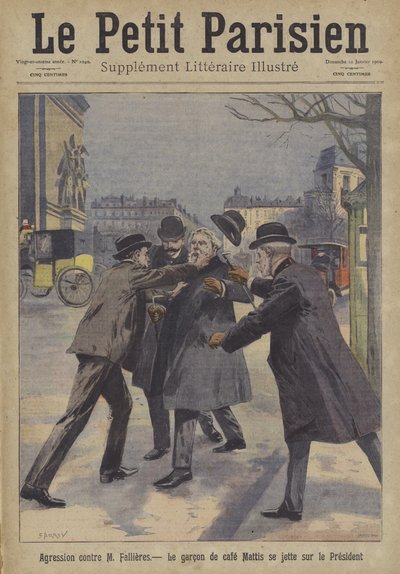 Attaque contre le président Armand Fallières de France à Paris - Carrey