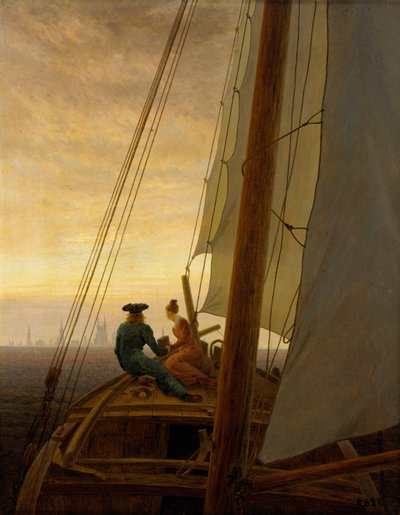 French : Sur un voilier On a Sailing Ship - Caspar David Friedrich