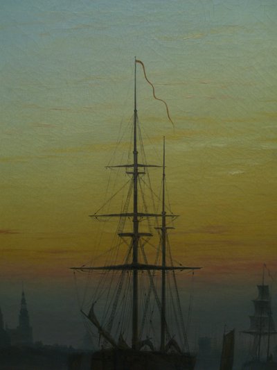 French : Le port de Greifswald The Port of Greifswald
 detail Alternative title(s) : Navires dans le port de Greifswald détail - Caspar David Friedrich