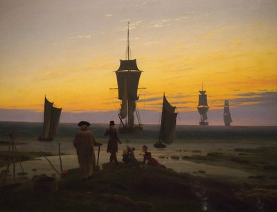 French : Les étapes de la vie (image de plage, scène de plage à Wiek) The life stages (beach picture, beach scene in Wiek) - Caspar David Friedrich