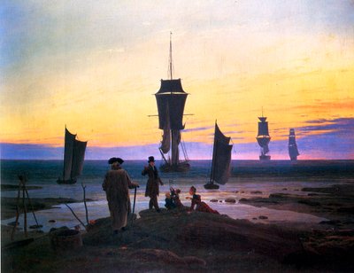 French : Les étapes de la vie (image de plage, scène de plage à Wiek) The life stages (beach picture, beach scene in Wiek) - Caspar David Friedrich
