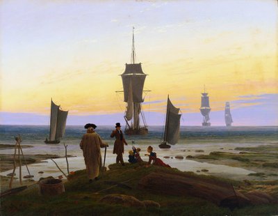 French : Les étapes de la vie (image de plage, scène de plage à Wiek) The life stages (beach picture, beach scene in Wiek) - Caspar David Friedrich
