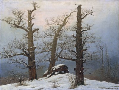 French : Tombeau des dinosaures dans la neige Cairn in Snow - Caspar David Friedrich