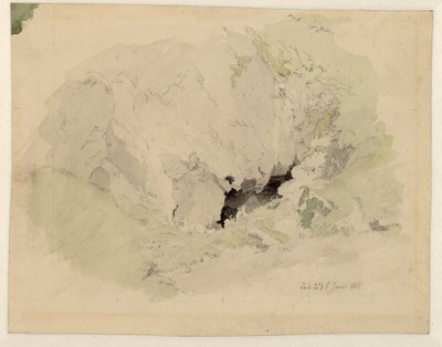French : Study on the "Felsenschlucht" (littéralement : Canyon rocheux) avec deux petites figures à l