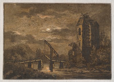 Paysage avec pont basculant et ruine au clair de lune - Caspar David Friedrich