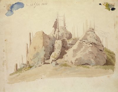 Roche et arbre : étude inachevée, 12 juillet 1810 - Caspar David Friedrich