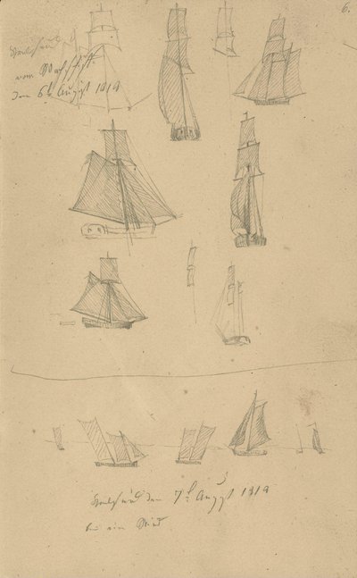 Études de voiliers - Caspar David Friedrich