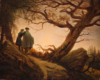 Deux Hommes dans la Considération de la Lune - Caspar David Friedrich