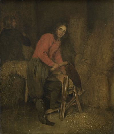 Tailler des bottes de foin - Caspar Netscher