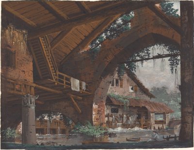Fantaisie Architecturale de Ruines Antiques avec un Moulin à Eau - Caspar Wolf