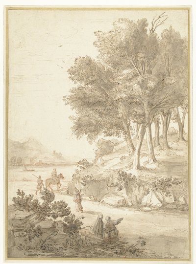 Paysage italianisant avec des figures le long d