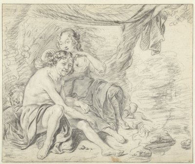 Bergère couronnant un berger avec une couronne de laurier - Casper Casteleyn (attributed to)