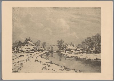 Paysage enneigé avec canal et pont-levis - Casper M.L. Kouw