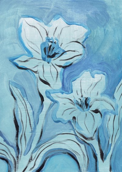 Fleurs bleues abstraites - Catalina Somolinos