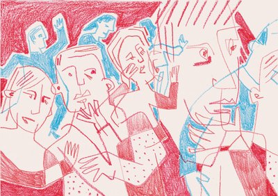 Des figures expressives en rouge et bleu - Catalina Somolinos