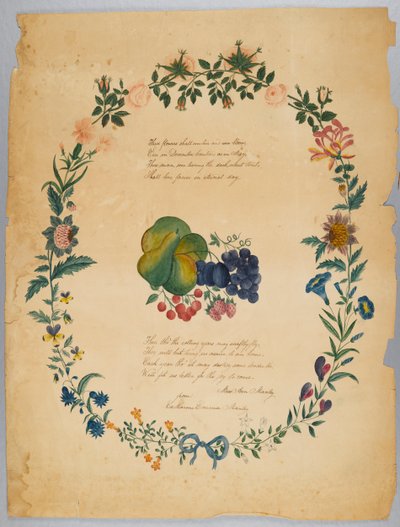 Sans titre (poème et couronne décorative) - Catherine Emma Manley
