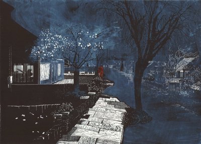 Sound of music in suburbia, 2012 (linogravure et gravure) - Catherine Sutcliffe Fuller