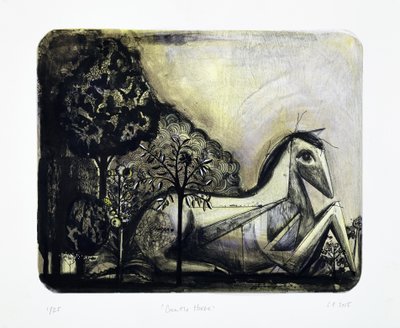 Gentle Horse, 2015 (lithographie mokulito avec coloriage à la main) - Cathie Pilkington