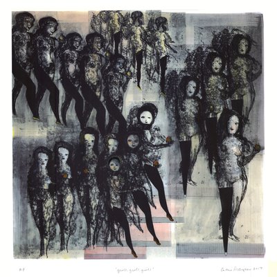 Girls, girls, girls, 2017 (lithographie coloriée à la main) - Cathie Pilkington