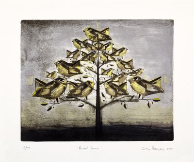 Scène primale, 2016 (lithographie mokulito avec coloriage à la main) - Cathie Pilkington