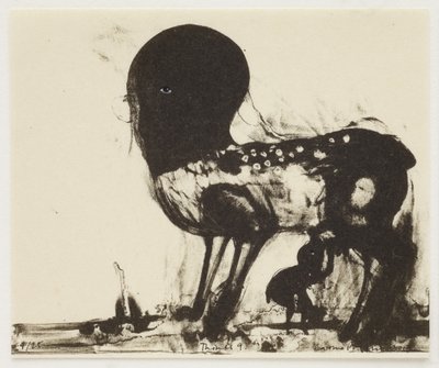 Thinks 9, 2013 (lithographie avec coloriage à la main) - Cathie Pilkington