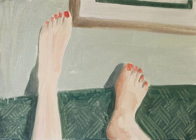 28.04.20 Elle était au téléphone, 2020 (huile sur papier) - Cathy Lomax