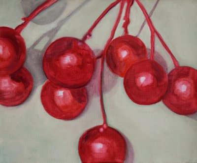 Cerises, 2013 (huile sur papier) - Cathy Lomax