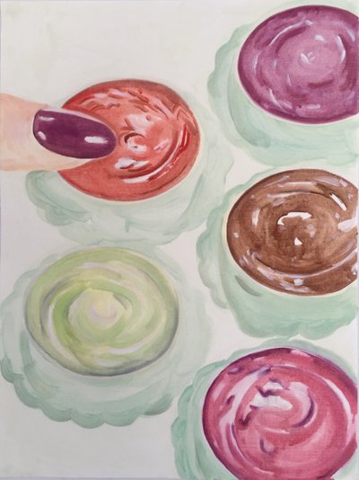 Max Factor Magic, 2016 (huile sur papier) - Cathy Lomax