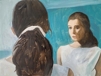Auto-examen, 2023 (huile sur papier) - Cathy Lomax