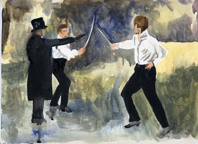 Le complot (Paris 1961), 2011 (huile sur papier) - Cathy Lomax
