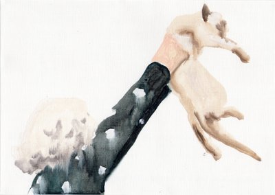Ils ont repris le chaton..., 2016 (huile sur papier) - Cathy Lomax