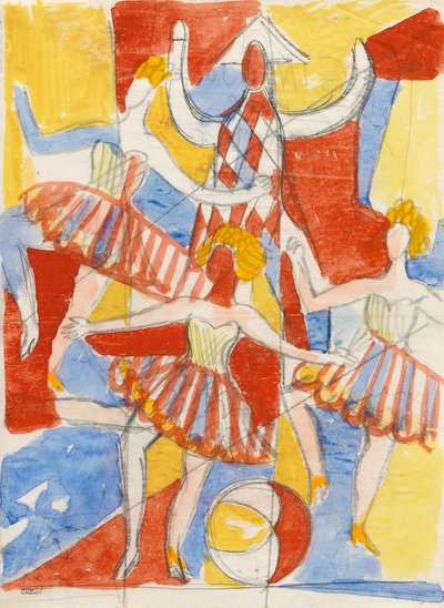 Danseurs acrobatiques, vers 1937 (aquarelle sur papier) - Caziel Caziel
