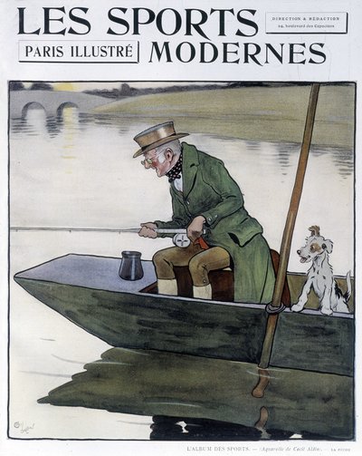Pêche à la ligne - dessin de C. Aldin dans « Modern Sports » - Cecil Charles Windsor Aldin
