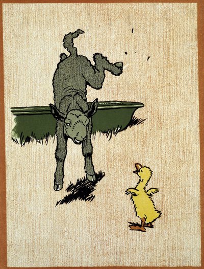 Agneau noir et caneton - dessin de Cecil Aldin - Cecil Charles Windsor Aldin