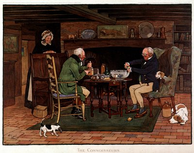 Connaisseurs Deux Anglais préparant du punch. Aquarelle de Cecil Aldin - Cecil Charles Windsor Aldin