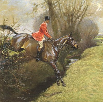 Lt. Col. Ted Lyon sautant une haie - Cecil Charles Windsor Aldin