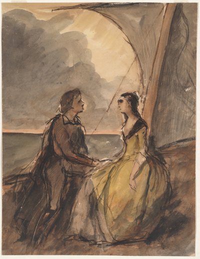 Homme et femme assis - Celestin Francois Nanteuil