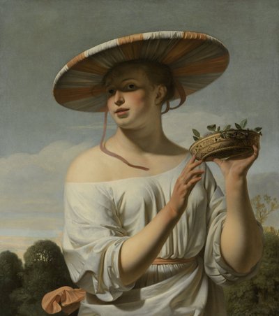 Fille avec un grand chapeau, c.1645-50 - Cesar Boetius van Everdingen