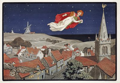 Peter et Wendy volant de Peter Pan par J M Barrie, pub.1904 - Charles A. Buchel