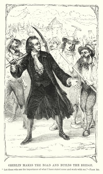 Oberlin construit la route et le pont (gravure) - Charles Altamont Doyle