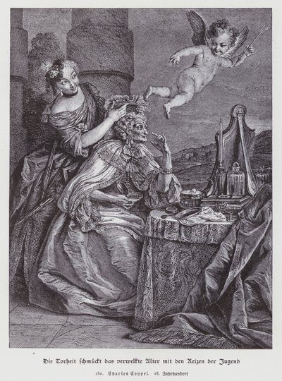La folie embellit la vieillesse flétrie avec les ornements de la jeunesse - Charles Antoine (after) Coypel