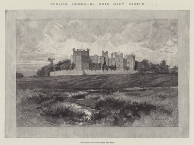 Château de Raby, vue des champs près de la route - Charles Auguste Loye