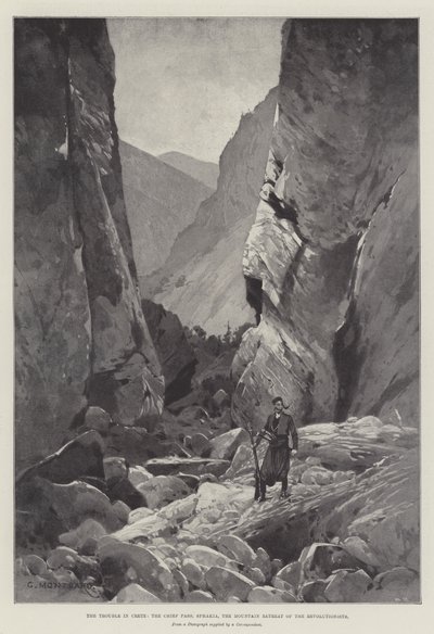 Les troubles en Crète, le col principal, Sphakia, le refuge montagneux des révolutionnaires - Charles Auguste Loye