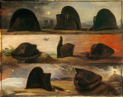 Les époques de Napoléon Ier ou la vie de Napoléon en huit chapeaux. Peinture de Charles Auguste Steuben (1788-1856) - Charles Auguste Steuben