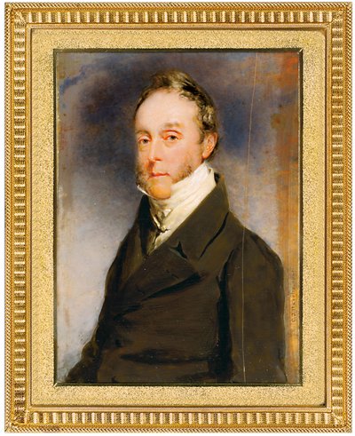 George Hay Hawkins Pennant en manteau brun, gilet blanc et chemise blanche à col haut, Camden Town, Londres, 1864 - Charles Basebe