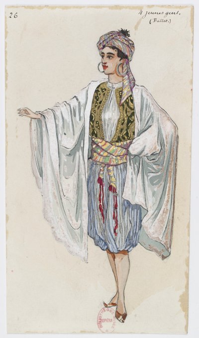 Holmès - La montagne noire - costume designs by Charles Bianchini - 26. Quatre jeunes gens. Ballet - Charles Bianchini