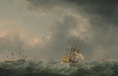 Navires anglais courant avant un coup de vent - Charles Brooking