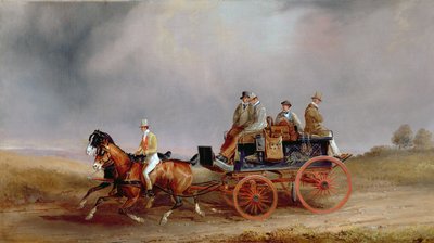 Partir à la chasse ; un postillon et une paire avec un chariot de chasse - Charles Cooper Henderson