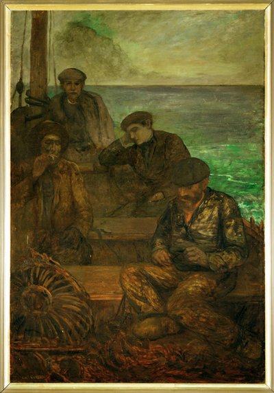 Pays de la mer - triptyque, panneau gauche : Ceux qui partent (peinture sur toile) - Charles Cottet