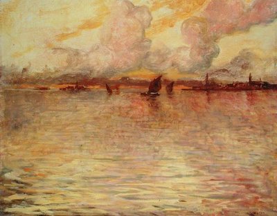 Paysage marin avec vue lointaine de Venise - Charles Cottet